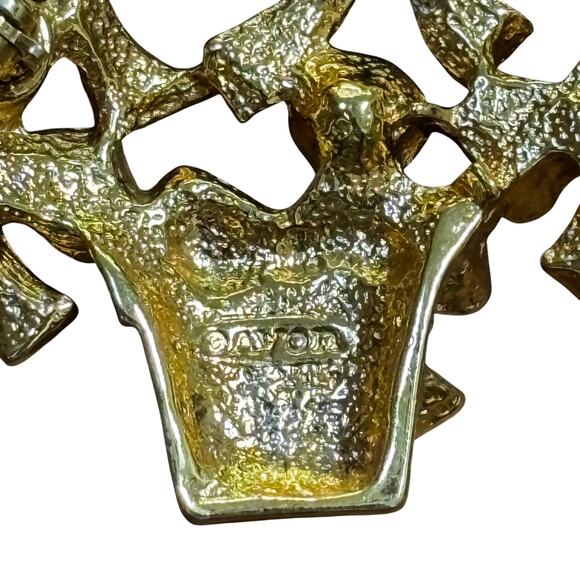 Vintage Avon Christmas tree brooch gold & AB rhinestones festive holiday pin - Picture 4 of 6